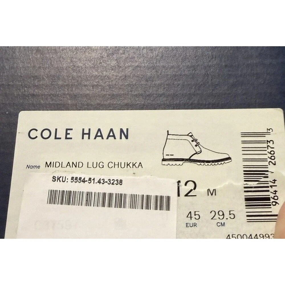 Cole Haan Midland Leather Chukka Boot Men’s Size 12M Black NIB Water Resistant